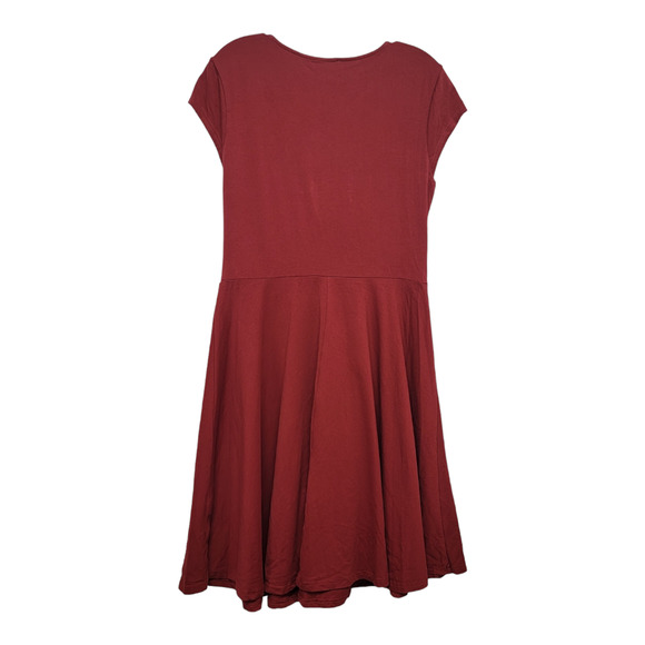Laksmi Women's Lightweight A Line Dress Cap Sleeve Solid Maroon Size X-Large NWT - Picture 2 of 7